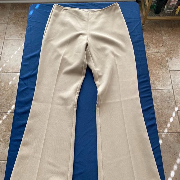 Trina Turk Pants - Trina Turk Womens Tan Chevron Flat Front Side Zip Wide Leg Pants Sz 0